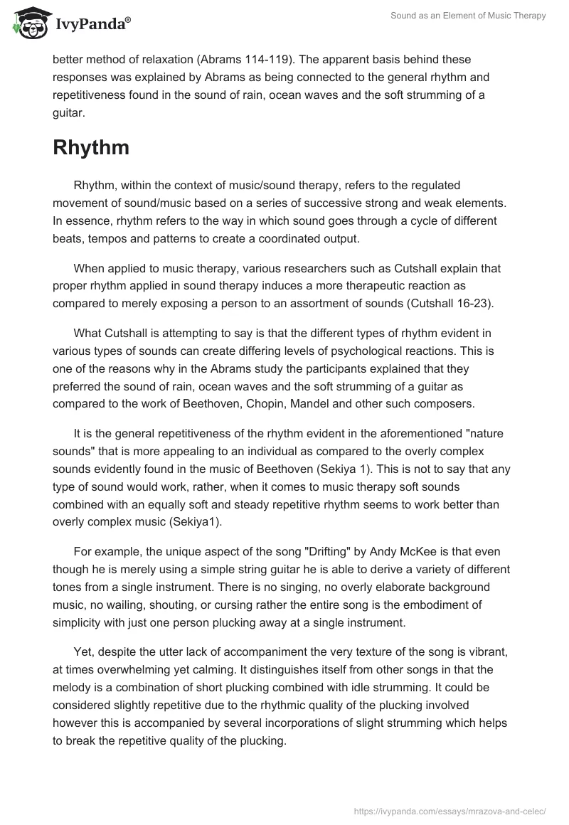 Sound as an Element of Music Therapy. Page 3
