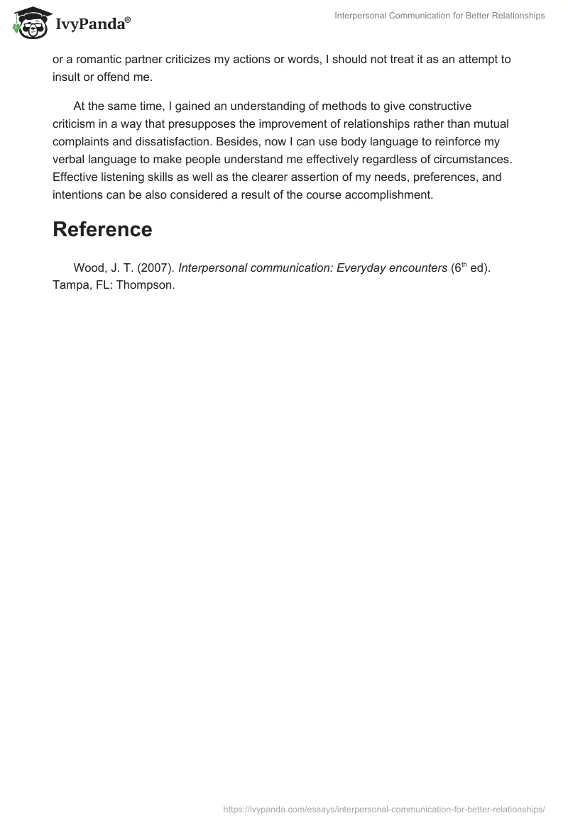 Interpersonal Communication for Better Relationships. Page 2