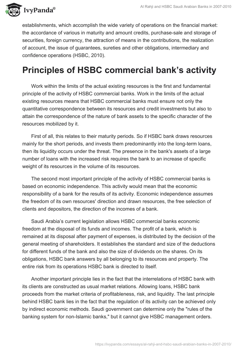 Al Rahji and HSBC Saudi Arabian Banks in 2007-2010. Page 5