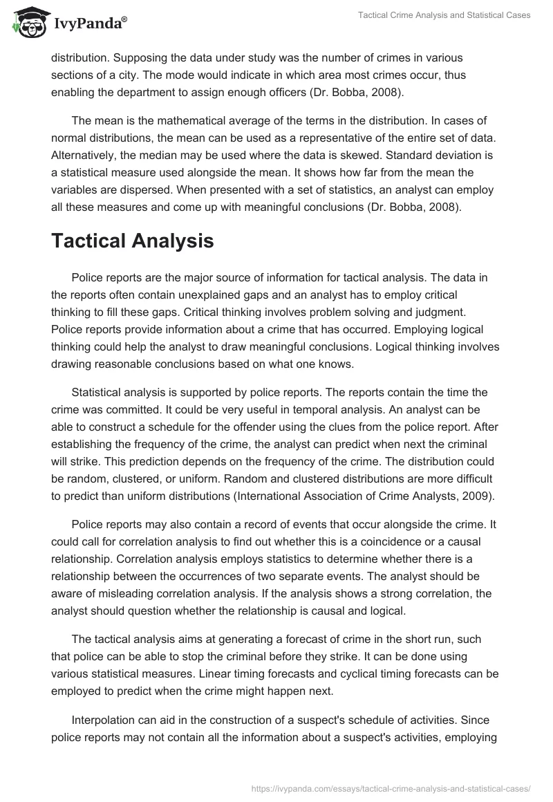 Tactical Crime Analysis and Statistical Cases. Page 2