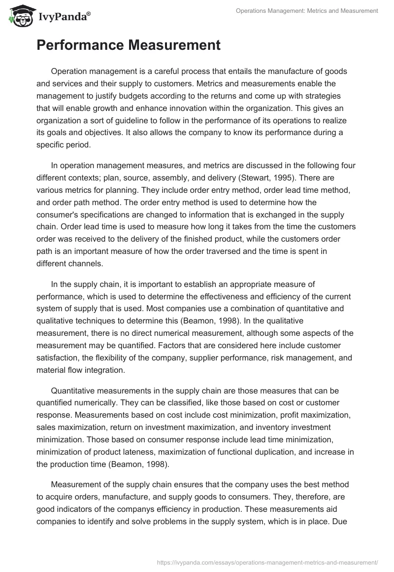Operations Management: Metrics and Measurement. Page 2