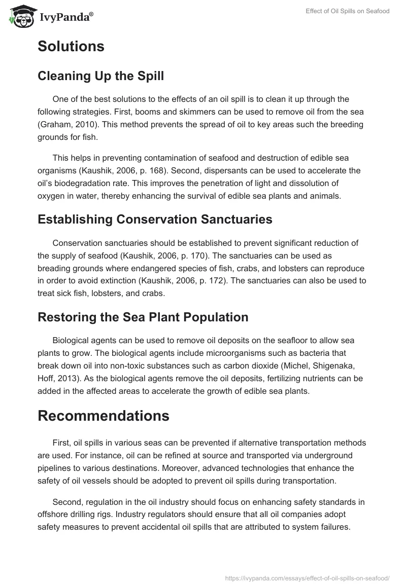 Effect of Oil Spills on Seafood. Page 4