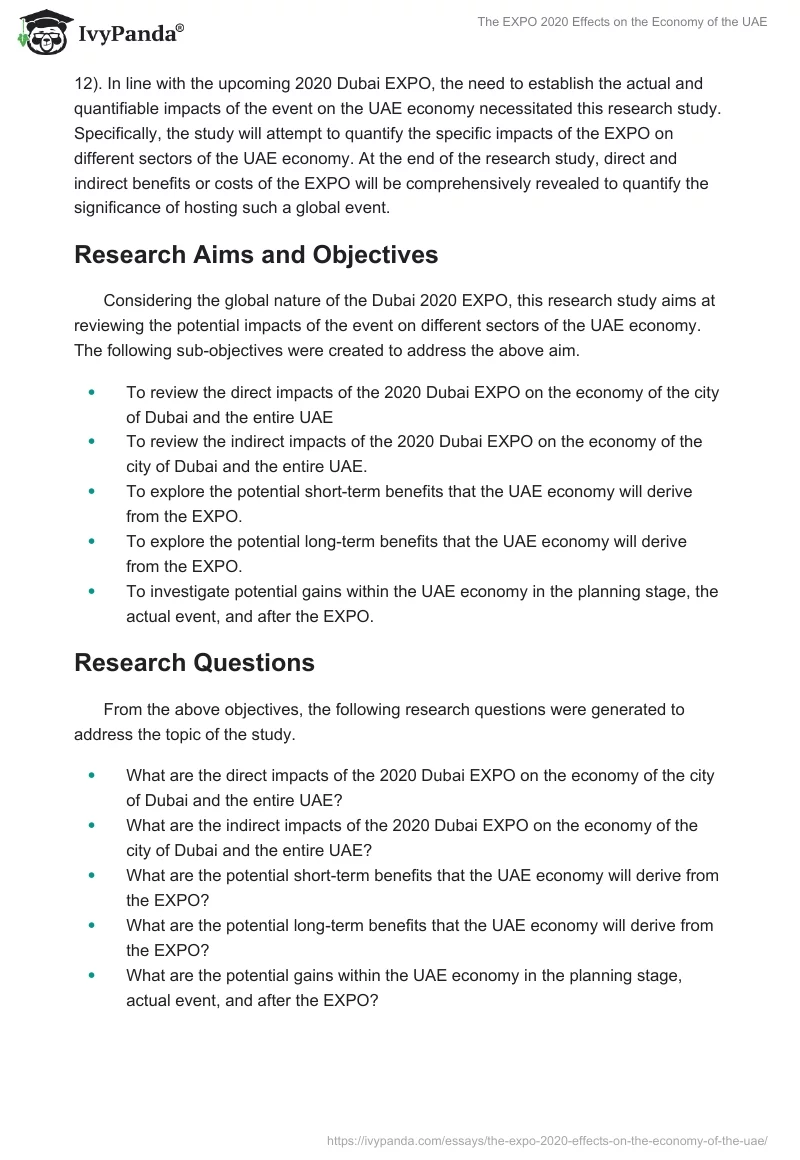 The EXPO 2020 Effects on the Economy of the UAE. Page 3