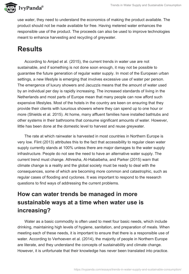 Trends in Water Supply and Sustainable Consumption. Page 4