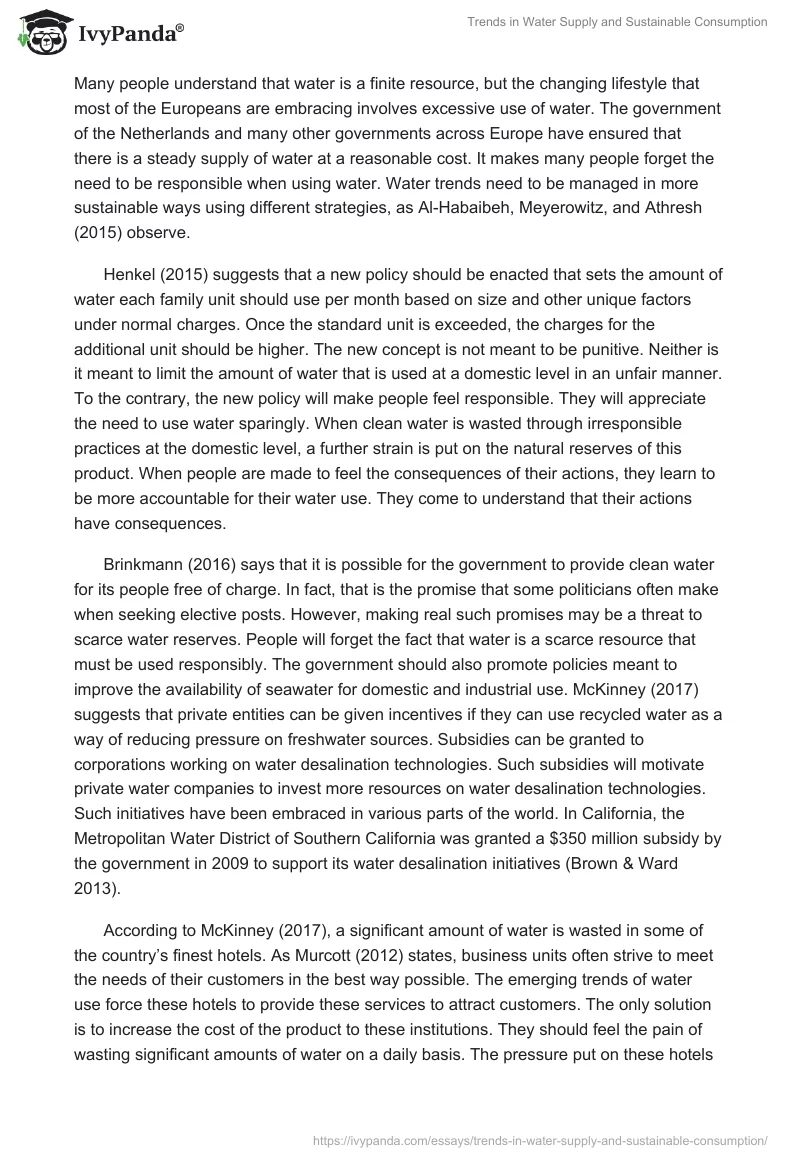 Trends in Water Supply and Sustainable Consumption. Page 5