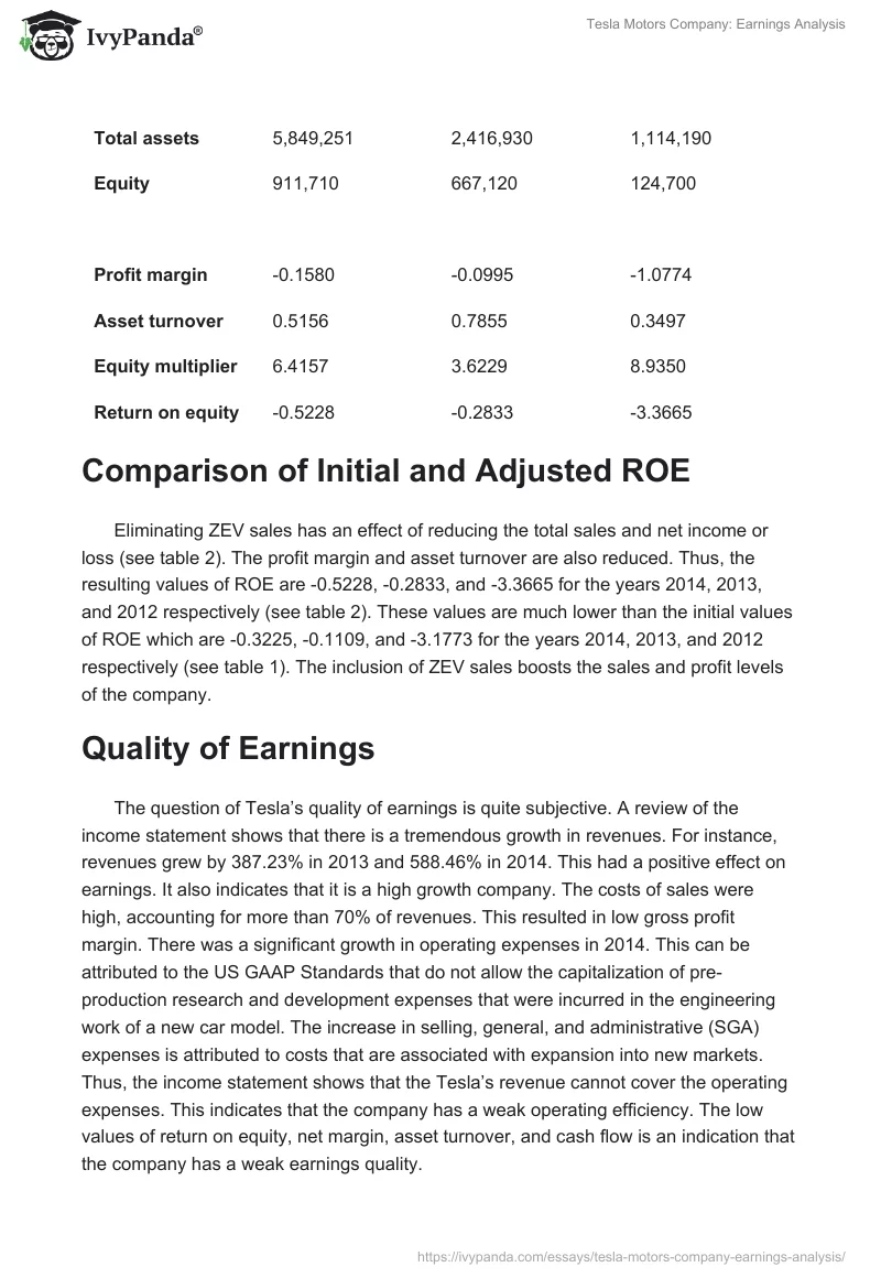 Tesla Motors Company: Earnings Analysis. Page 3