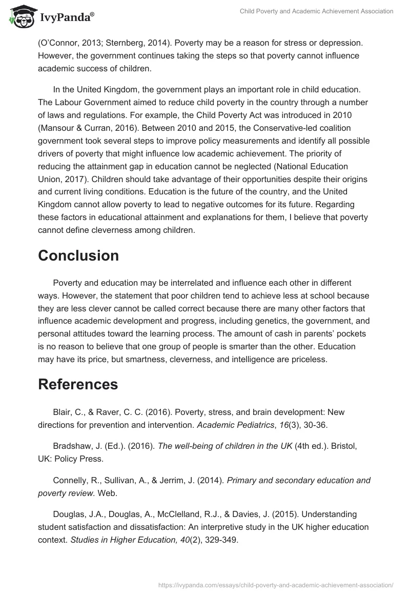 Child Poverty and Academic Achievement Association. Page 4