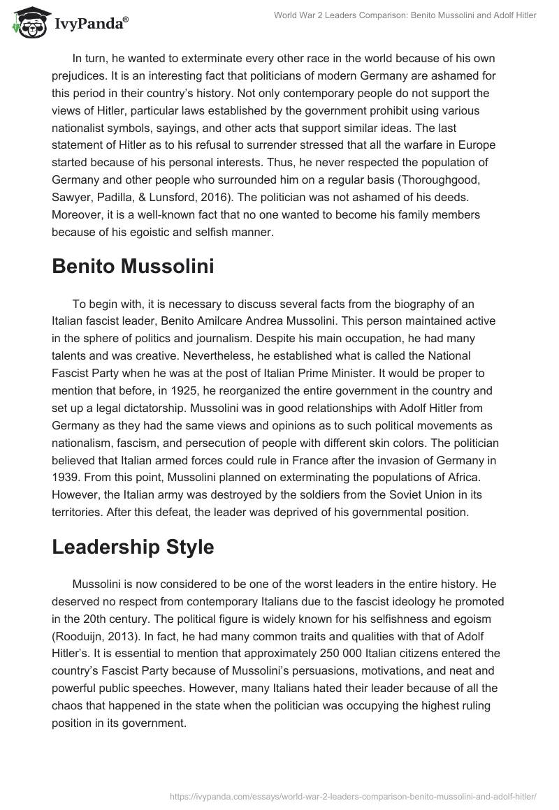 World War 2 Leaders Comparison: Benito Mussolini and Adolf Hitler. Page 4