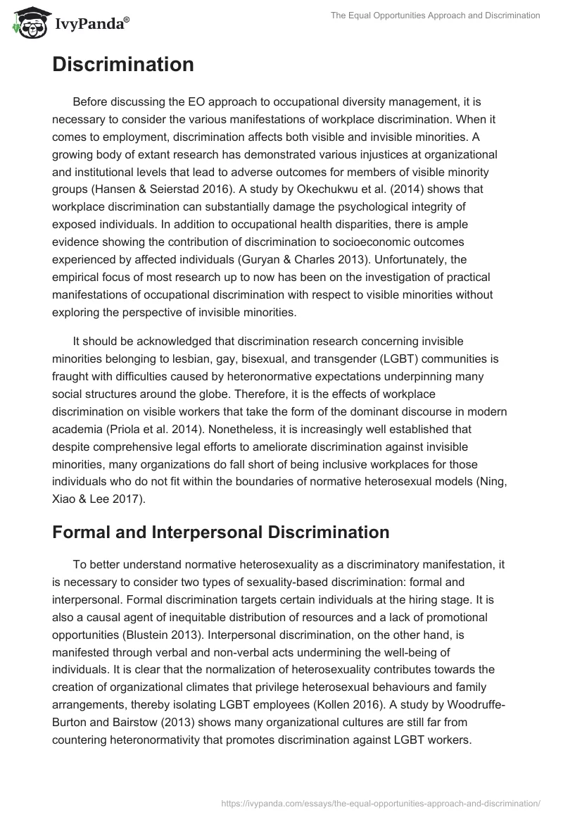 The Equal Opportunities Approach and Discrimination. Page 2