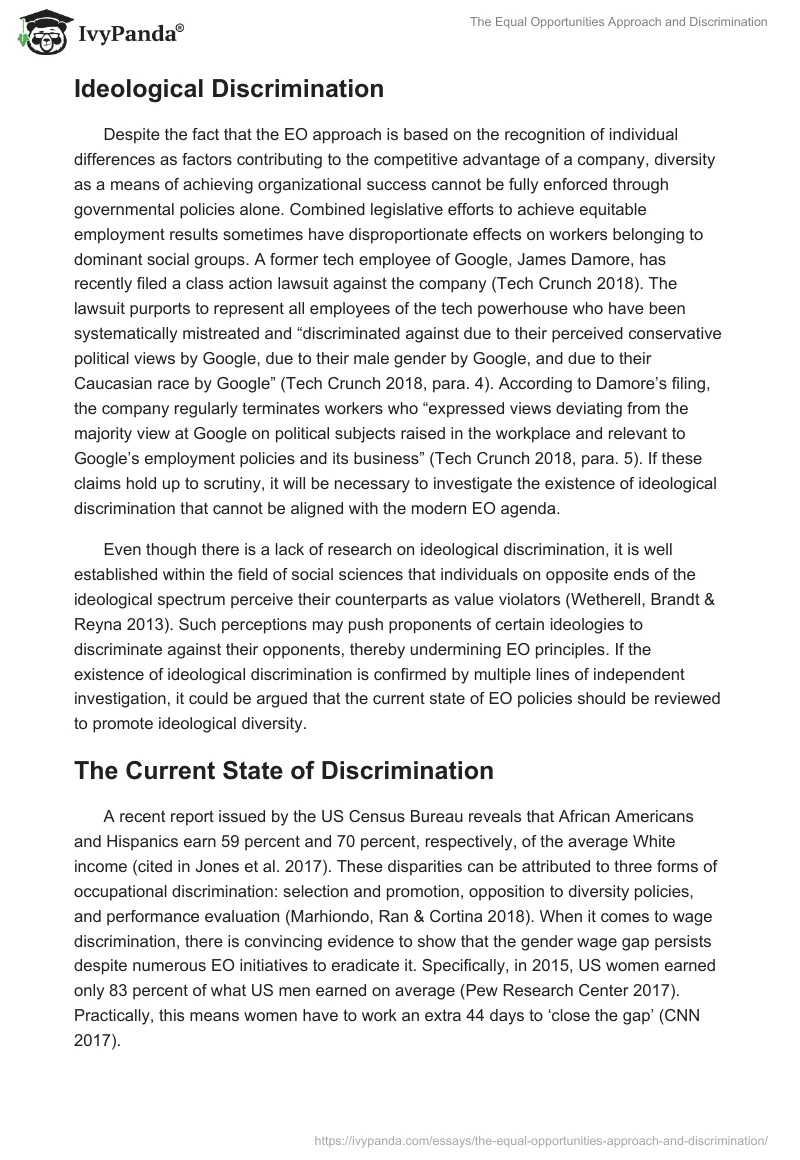 The Equal Opportunities Approach and Discrimination. Page 5