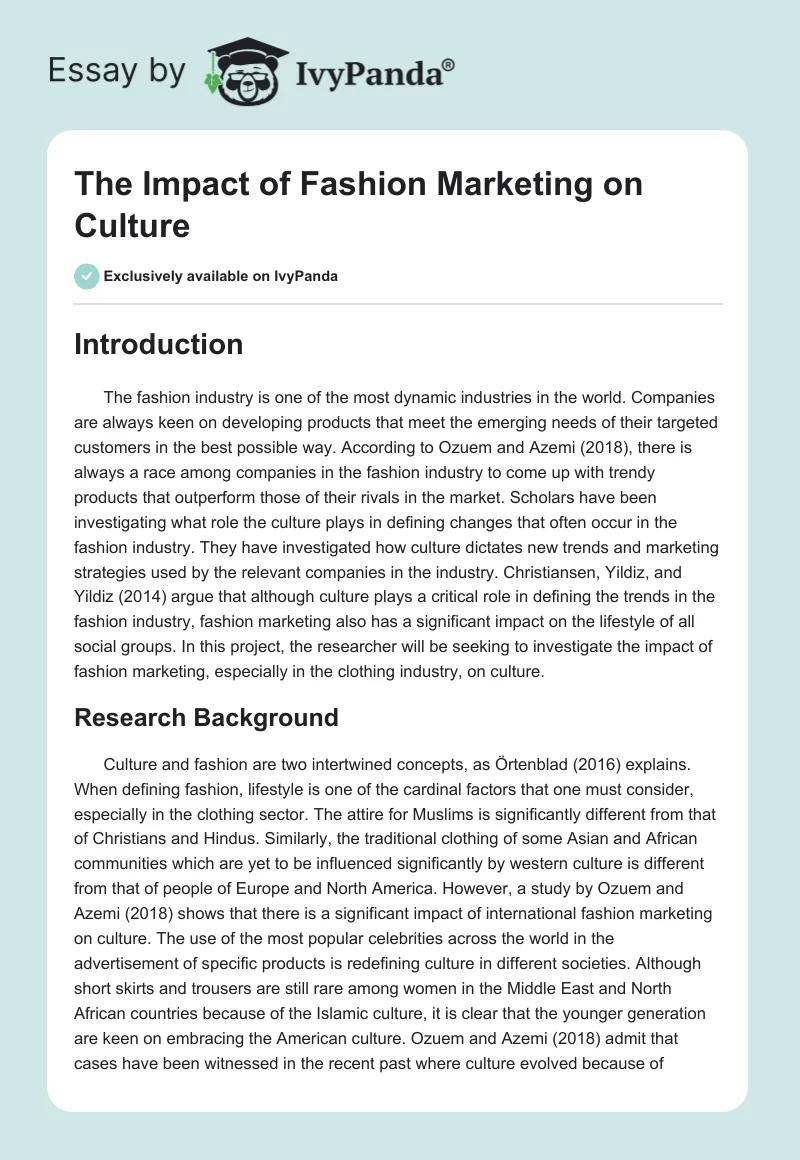 The Impact of Fashion Marketing on Culture. Page 1