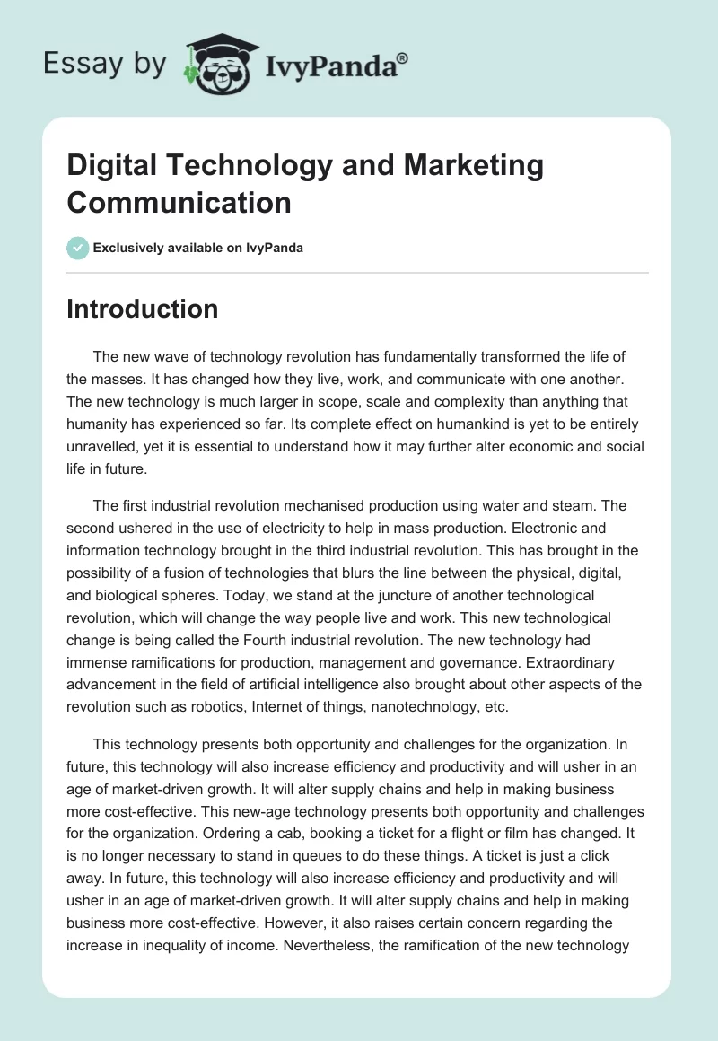 Digital Technology and Marketing Communication. Page 1