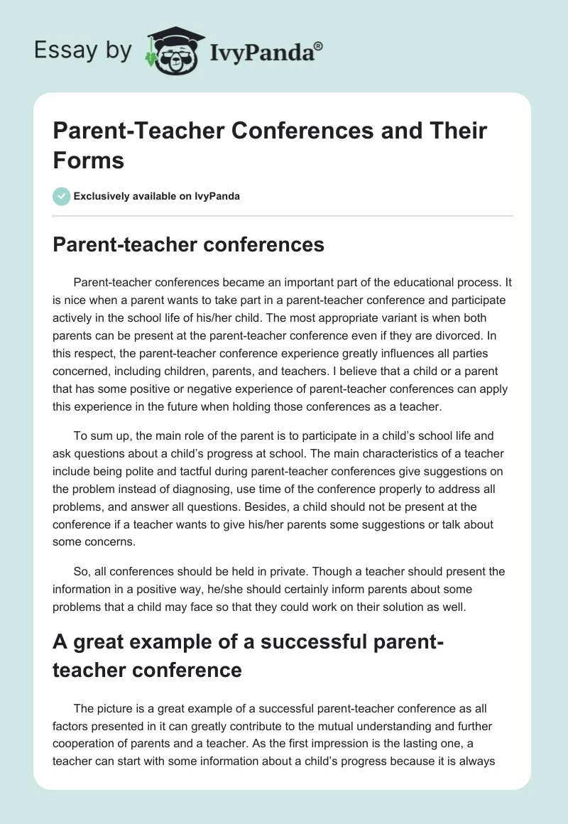 Parent-Teacher Conferences and Their Forms. Page 1