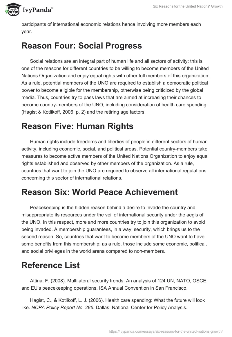 Six Reasons for the United Nations' Growth. Page 2