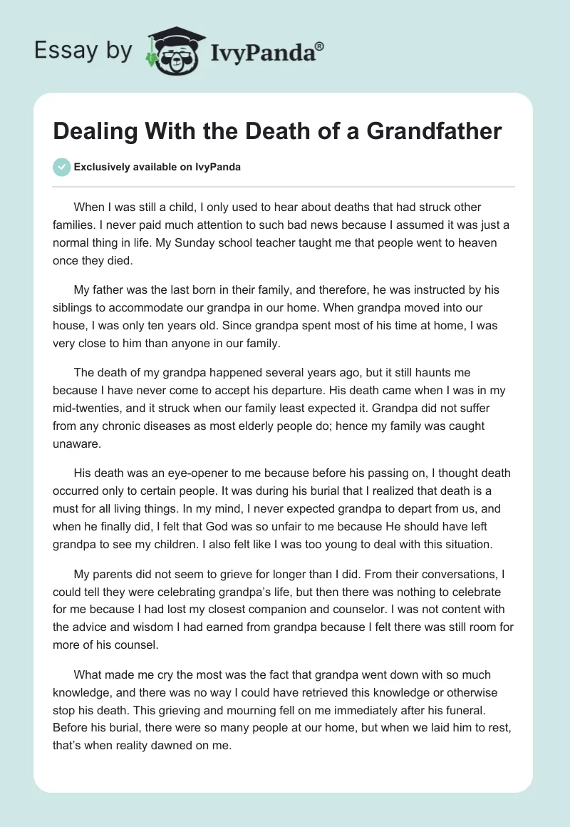 Dealing With the Death of a Grandfather. Page 1