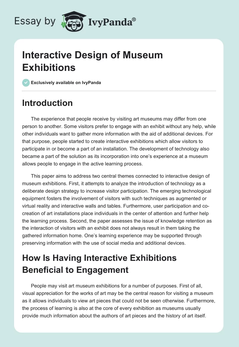 Interactive Design of Museum Exhibitions. Page 1