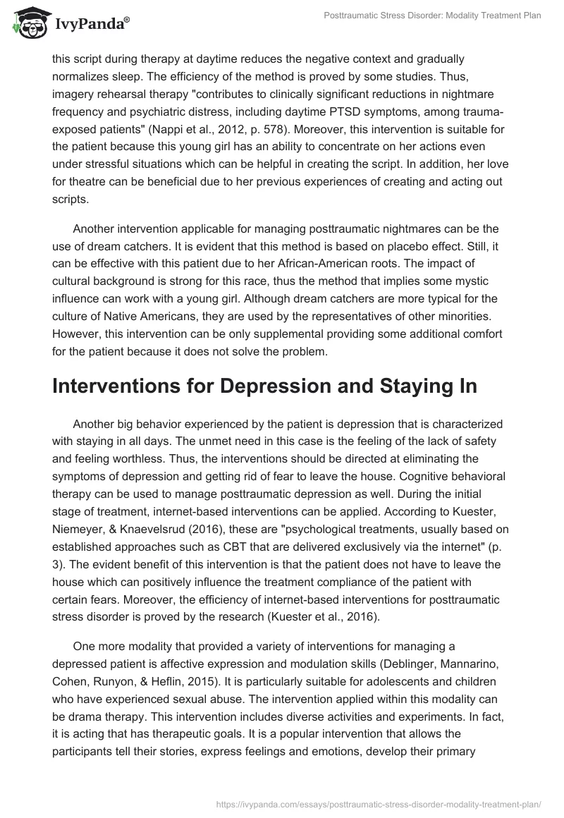 Posttraumatic Stress Disorder: Modality Treatment Plan. Page 2