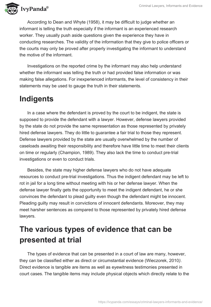 Criminal Lawyers, Informants and Evidence. Page 2