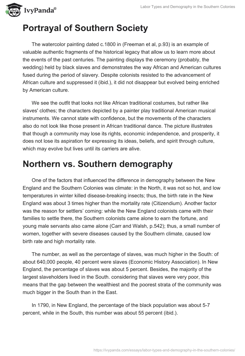 Labor Types and Demography in the Southern Colonies. Page 2