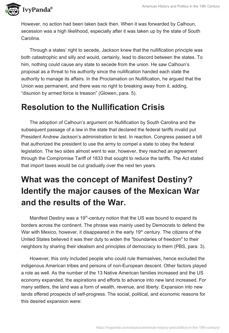 American History and Politics in the 19th Century. Page 2