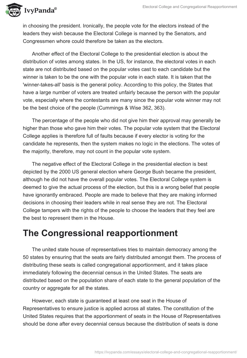 Electoral College and Congregational Reapportionment. Page 2