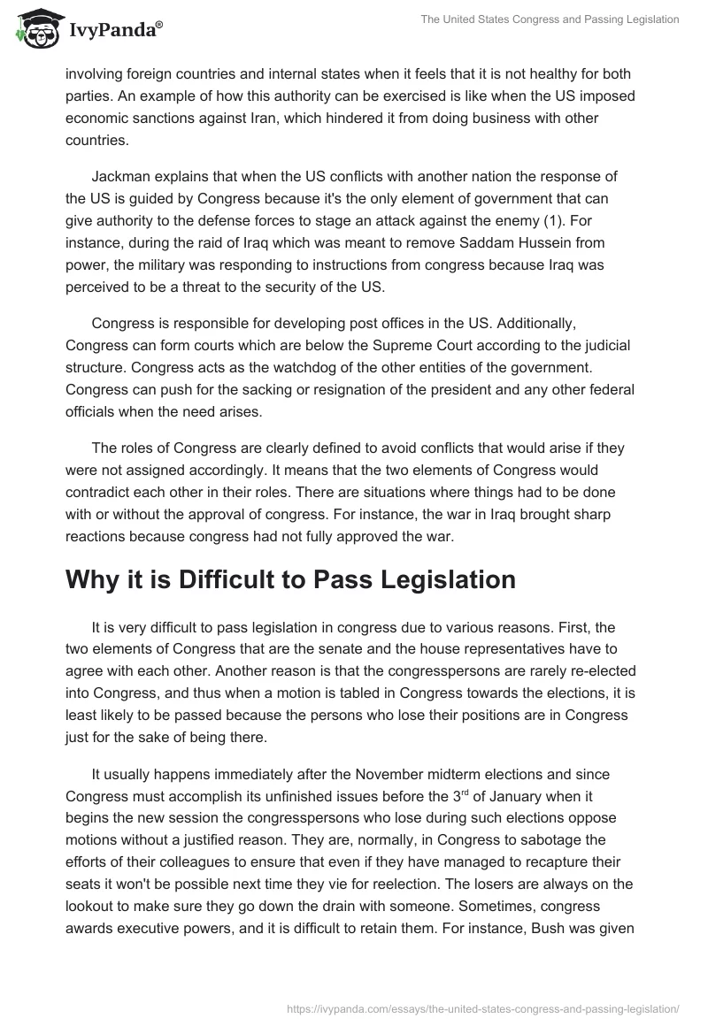 The United States Congress and Passing Legislation. Page 2
