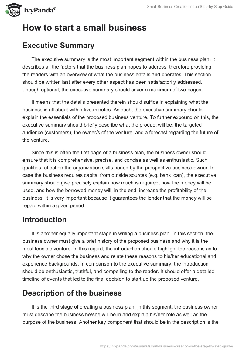 Small Business Creation in the Step-by-Step Guide. Page 2