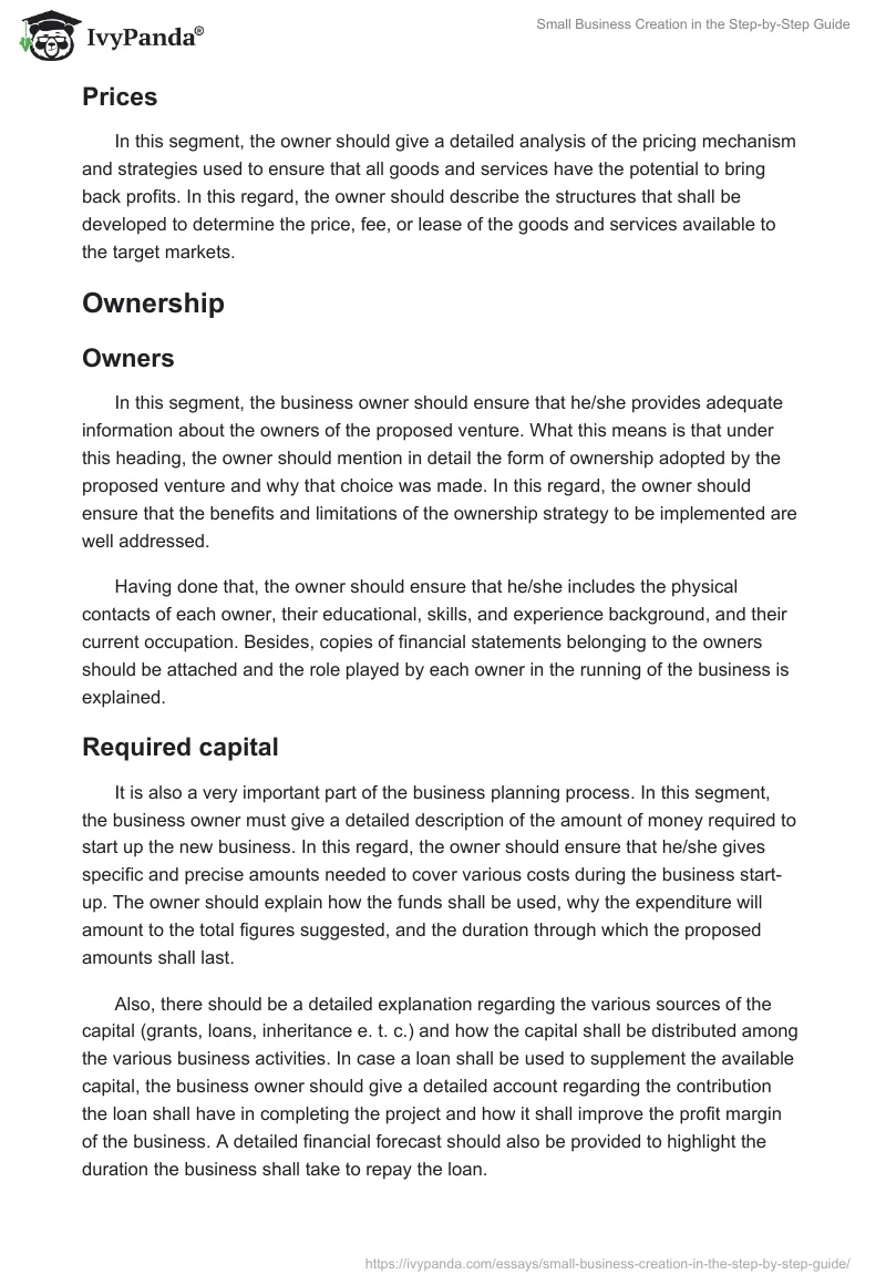 Small Business Creation in the Step-by-Step Guide. Page 4