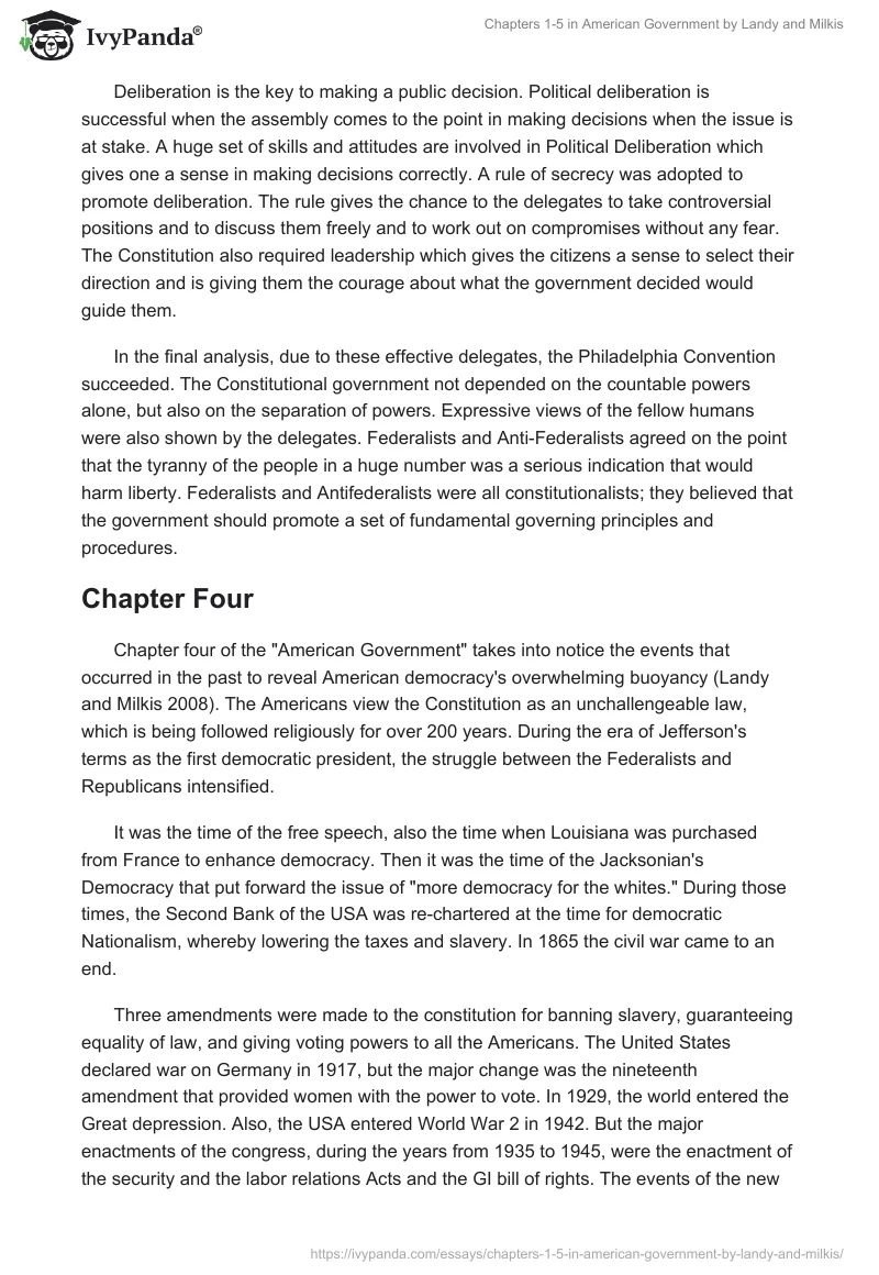 Chapters 1-5 in "American Government" by Landy and Milkis. Page 3