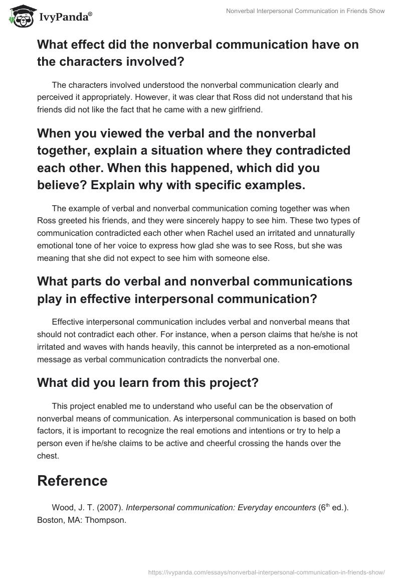Nonverbal Interpersonal Communication in "Friends" Show. Page 3