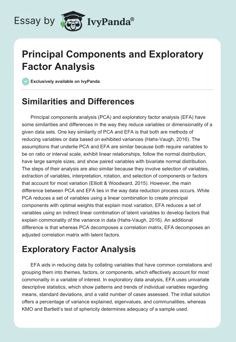 Principal Components and Exploratory Factor Analysis. Page 1