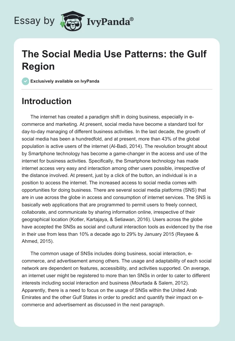 The Social Media Use Patterns: the Gulf Region. Page 1