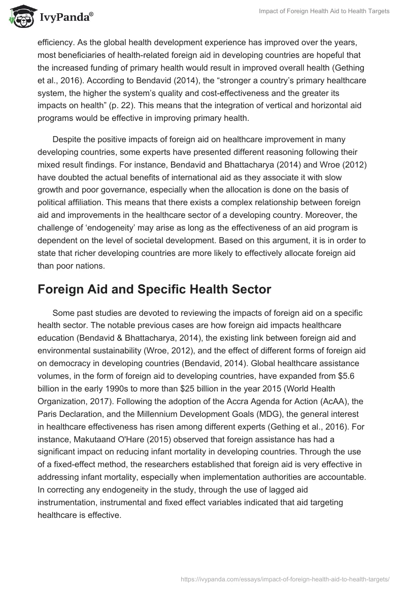 Impact of Foreign Health Aid to Health Targets. Page 4