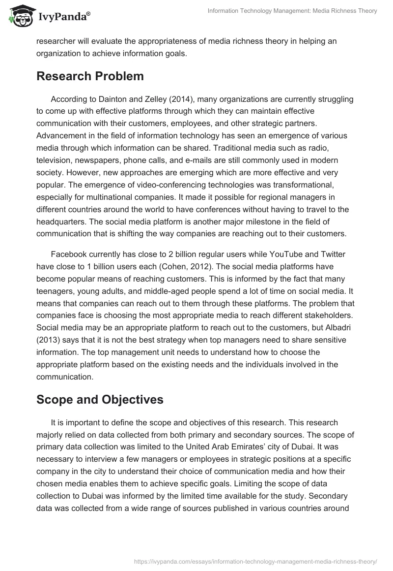 Information Technology Management: Media Richness Theory. Page 2