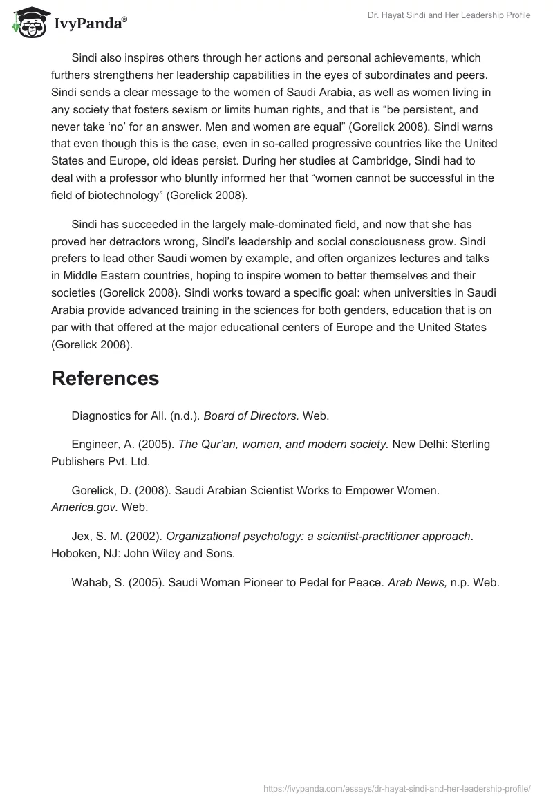 Dr. Hayat Sindi and Her Leadership Profile. Page 4