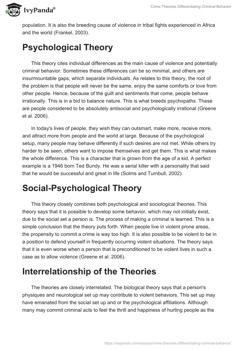 Crime Theories Differentiating Criminal Behavior. Page 2