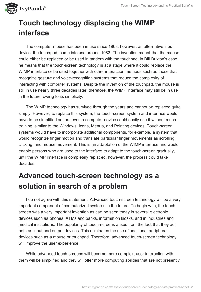 Touch-Screen Technology and Its Practical Benefits. Page 2