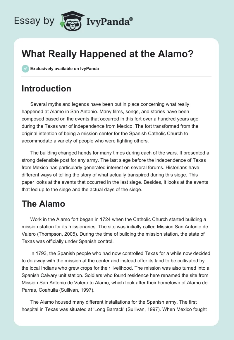 What Really Happened at the Alamo?. Page 1