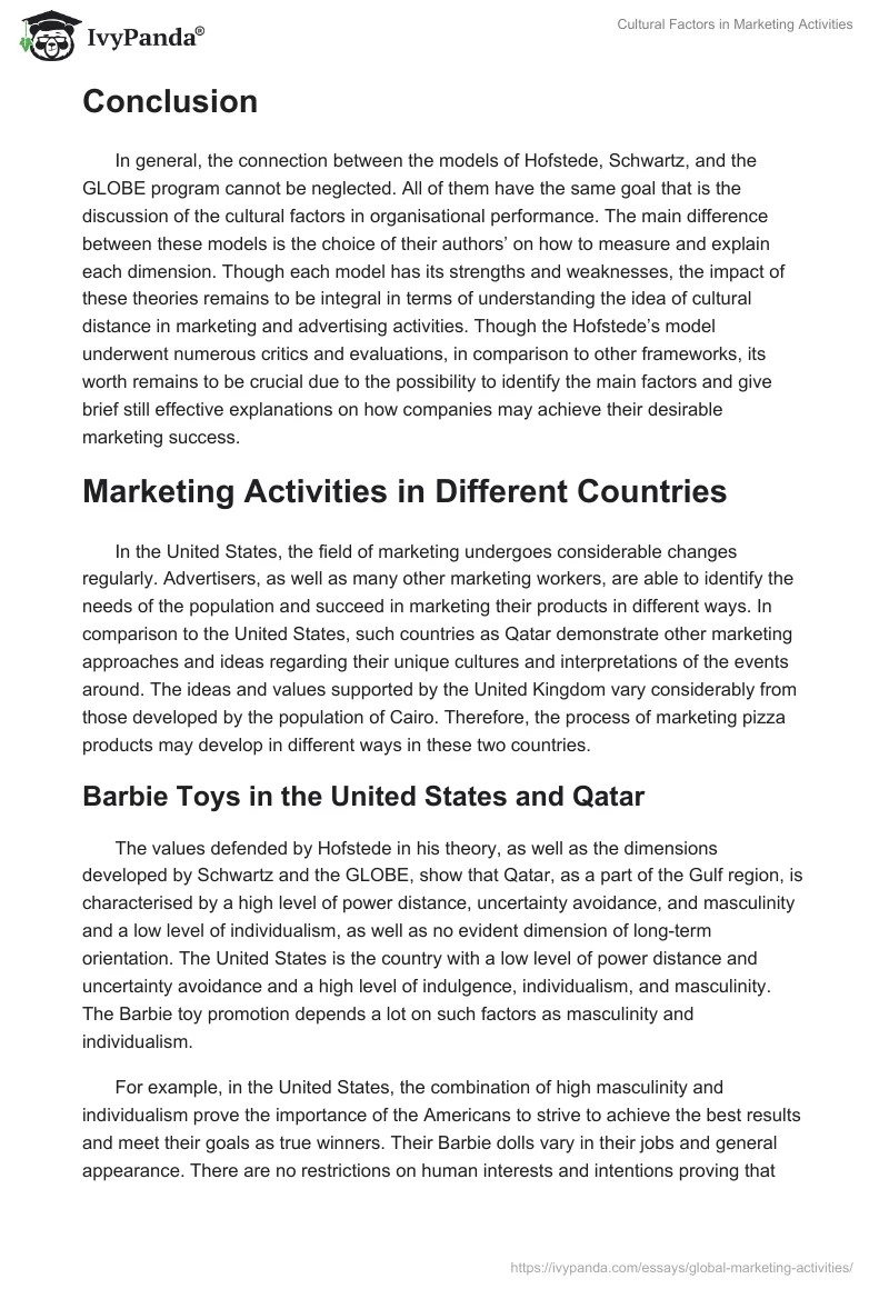 Cultural Factors in Marketing Activities. Page 4