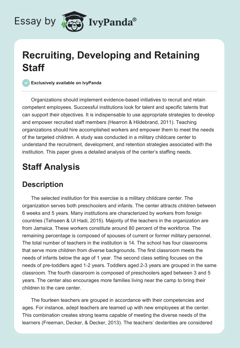 Recruiting, Developing and Retaining Staff. Page 1