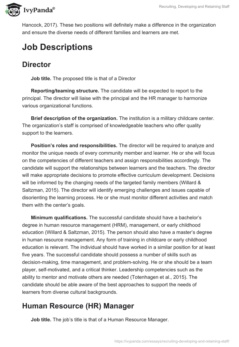 Recruiting, Developing and Retaining Staff. Page 3