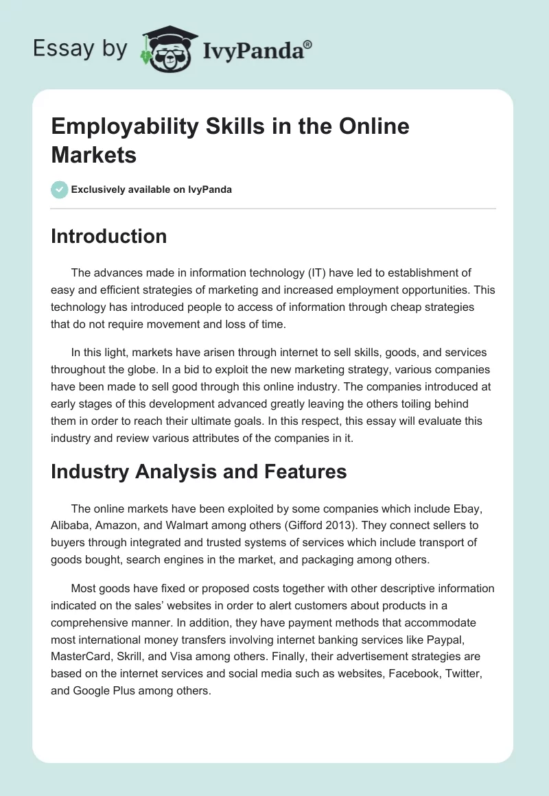 Employability Skills in the Online Markets . Page 1