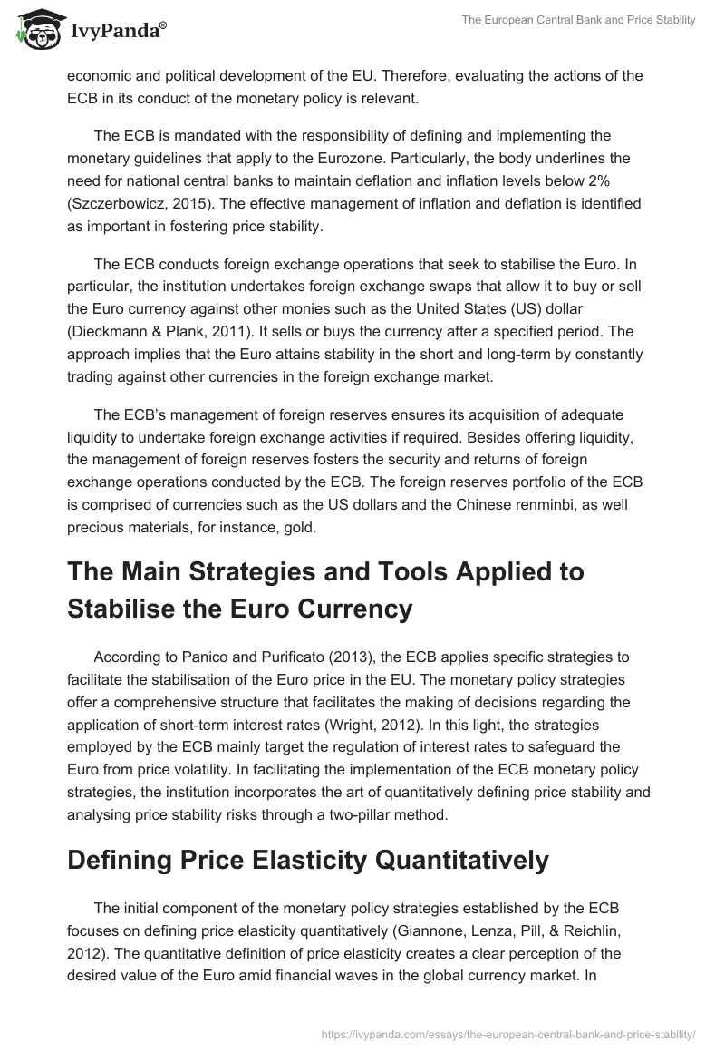The European Central Bank and Price Stability. Page 2