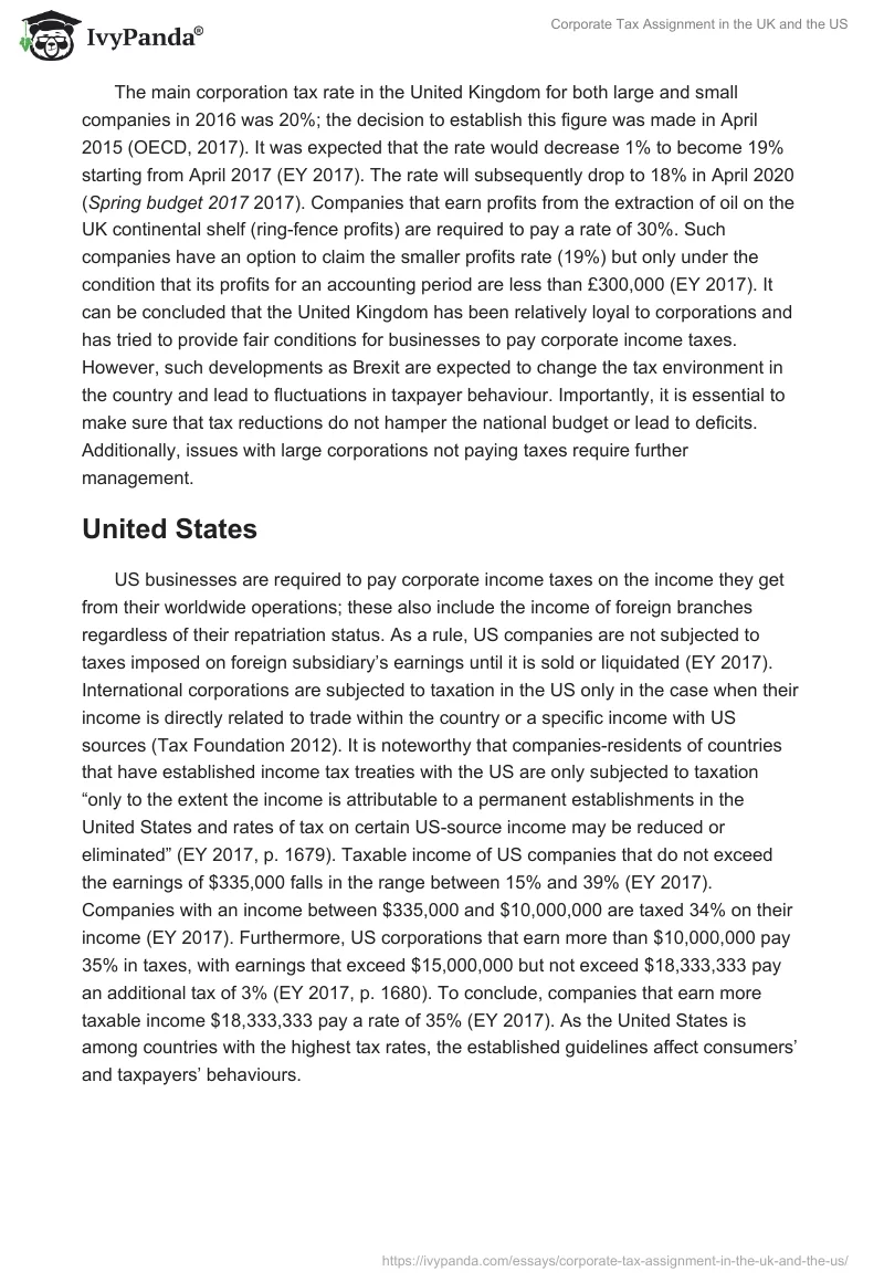 Corporate Tax Assignment in the UK and the US. Page 2