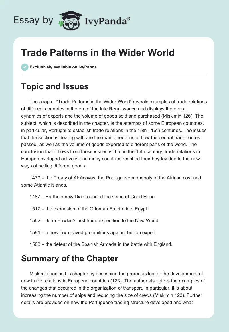 Trade Patterns in the Wider World. Page 1