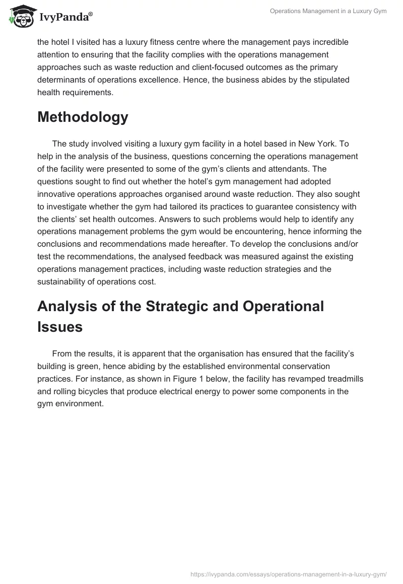 Operations Management in a Luxury Gym. Page 2