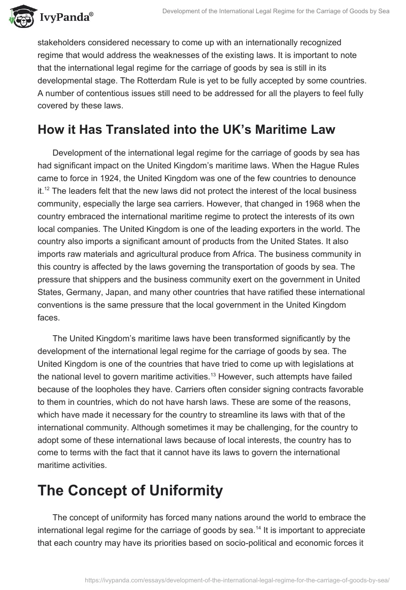 Development of the International Legal Regime for the Carriage of Goods by Sea. Page 3