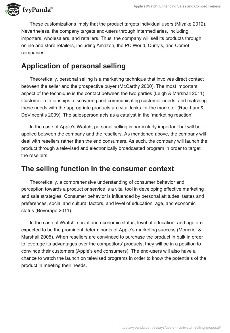 Apple's iWatch: Enhancing Sales and Competitiveness. Page 2