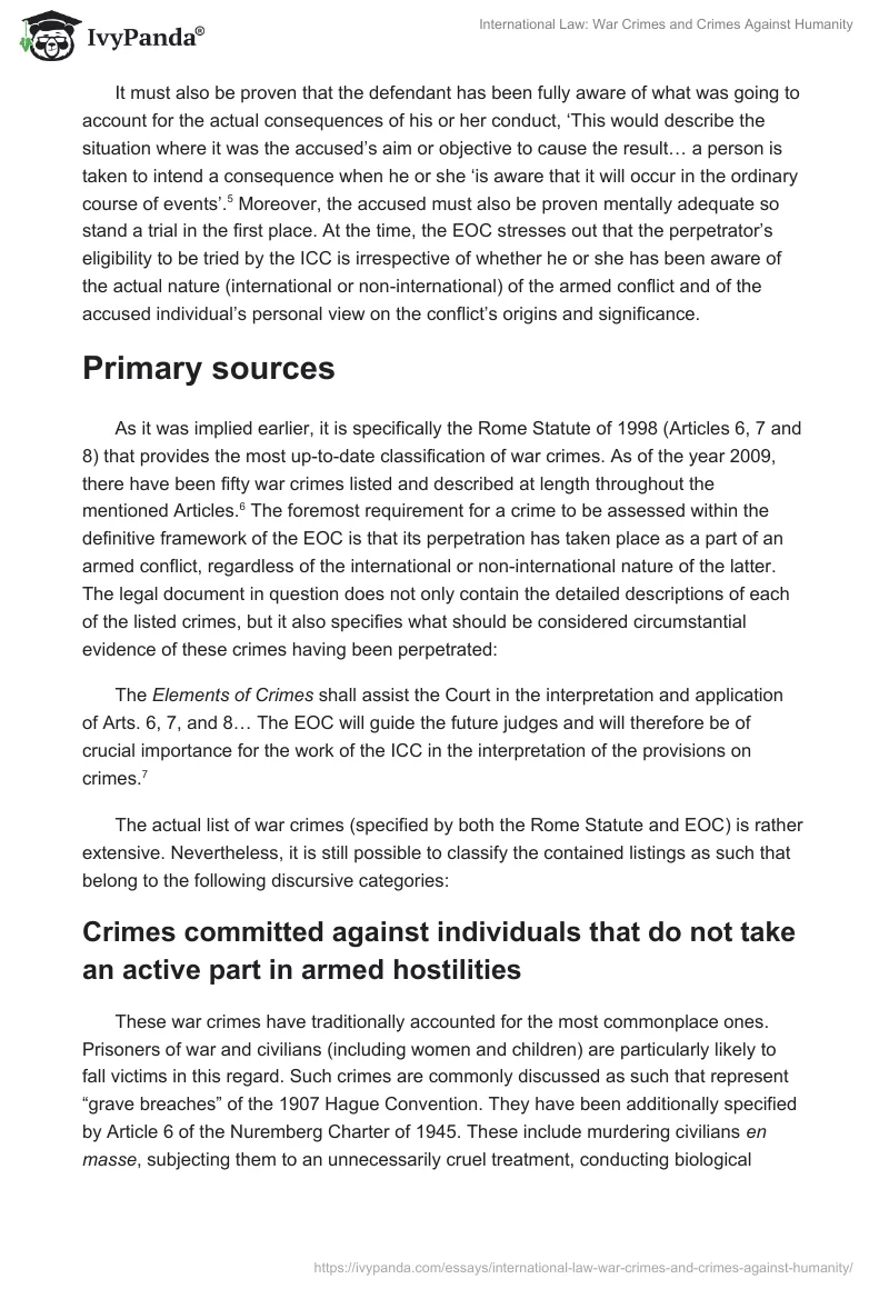 International Law: War Crimes and Crimes Against Humanity. Page 4