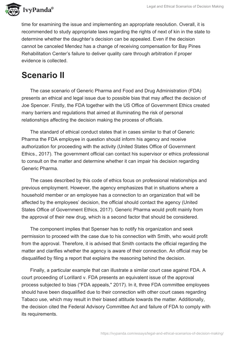 Legal and Ethical Scenarios of Decision Making. Page 2